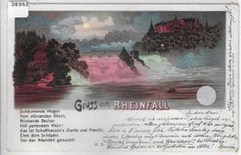 Gruss vom Rheinfall - Mondschein Litho