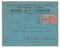 1902 Brief Genève - München, Mischfrankatur Ziffermarken