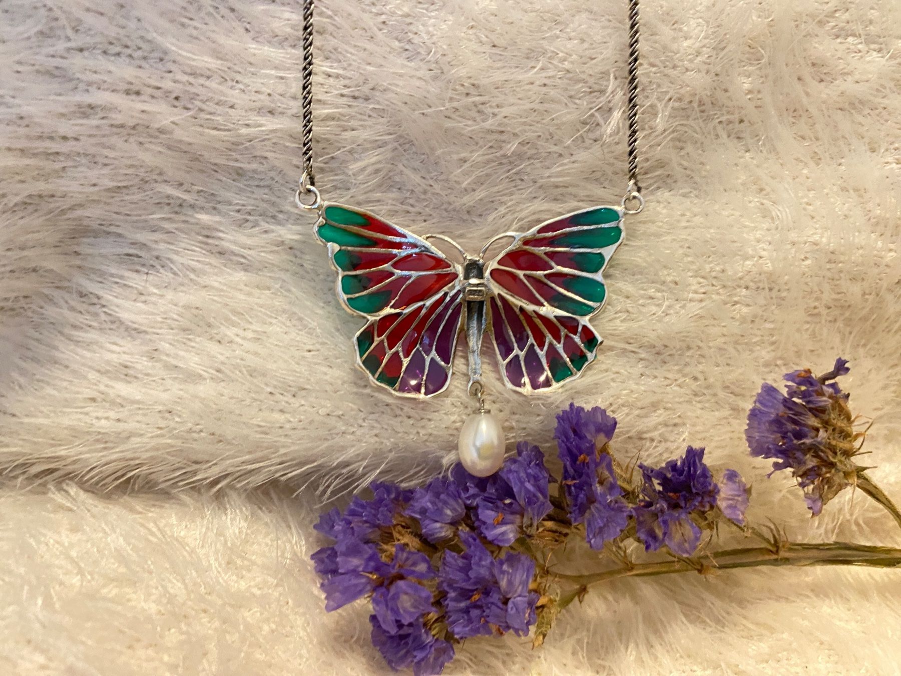 Ketten: Halskette Schmetterling 925 Sterling Silver mit Perle – Neu (gemäss Beschreibung) aus Zürich von LIBELLA13 5