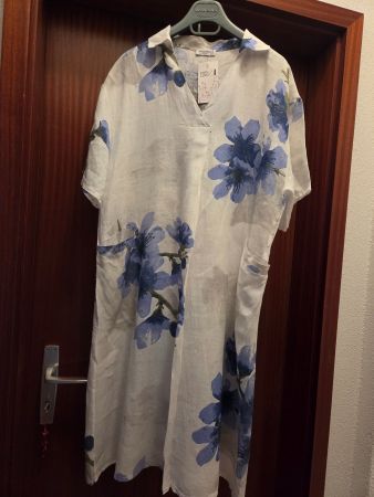 NEW! Abito Donna 100% Lino Stampa Floreale Taglia L.