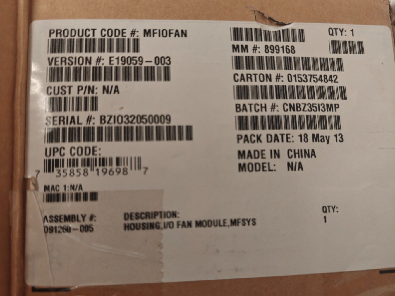 Intel Componenti elettronici: Intel I/O-Lüfter-Modul MFIOFAN E19059-003 – Nuovo e nell'imballaggio originale da Romanshorn venduto da Angelo_Rebelo_ 2