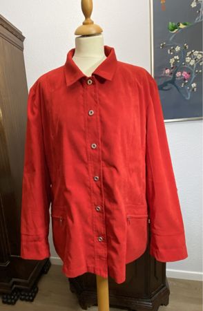 Kingfield Velour Blusenjacke Jacke rot Gr. 48