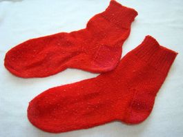 Wollsocken, gestrickte Socken rot Grösse 38