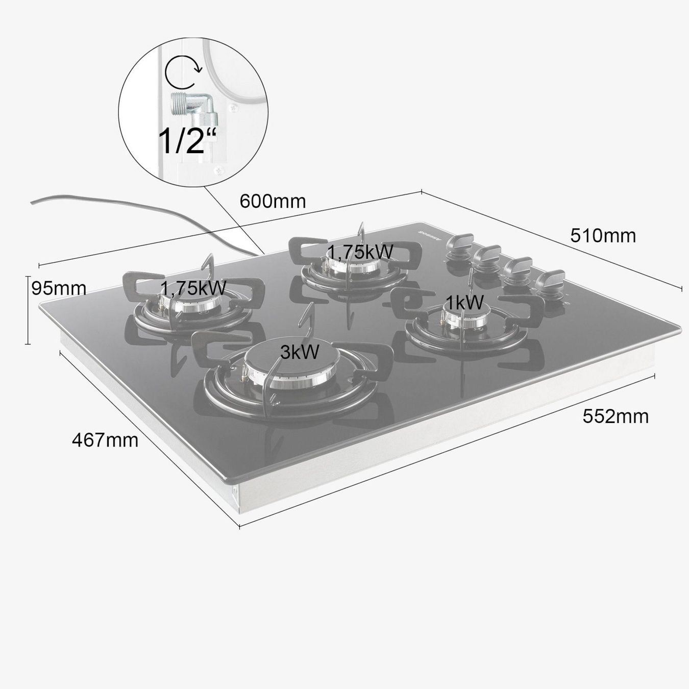Herde: Arebos Gaskochfeld 60cm 4-flammig – Neu und originalverpackt aus Bottighofen von zaap 8