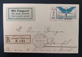 R - Brief mit Flugpost Lausanne - BONFOL 1925