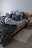 4-teiliges Bettwäsche-Set 160x210cm Quadro Star Grey