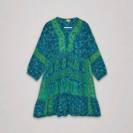Boho Kleid Seiden-Mix Floral Gr. M - Neu - Hippie Coachella