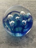 Vintage Glas Briefbeschwerer Blau / Türkis – Paperweight 