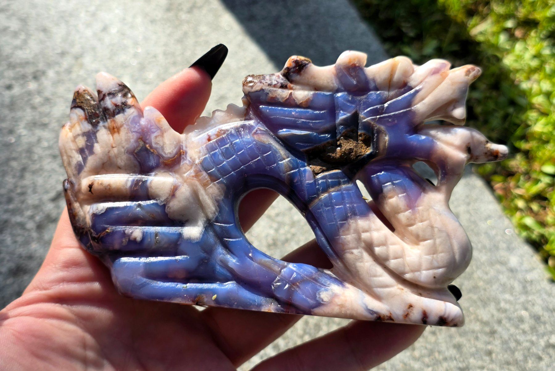 Minerali & Pietre curative: HQ Blauer Blumenachat Drache A 188g – Nuovo e nell'imballaggio originale da Matzingen venduto da Shay_Crystalz 1