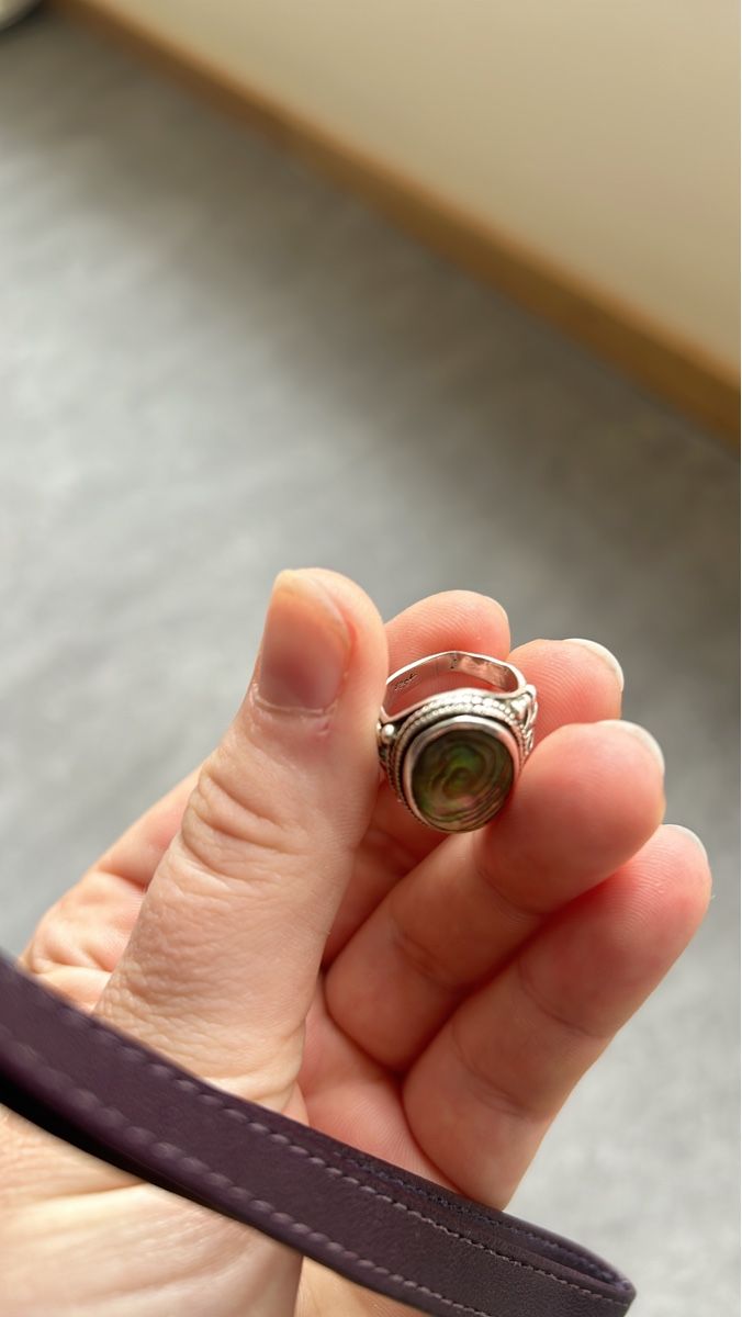 Anelli: Vintage 925 Silber Ring mit schimmerndem Abalone Stein! – Usato da Tamins venduto da ali_j8hc 1