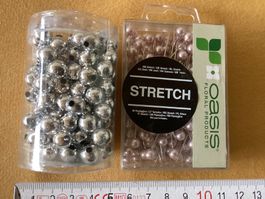 SILBER PERLEN 10mm & Dekornadeln zartrosa / DEKOR NEU/OVP