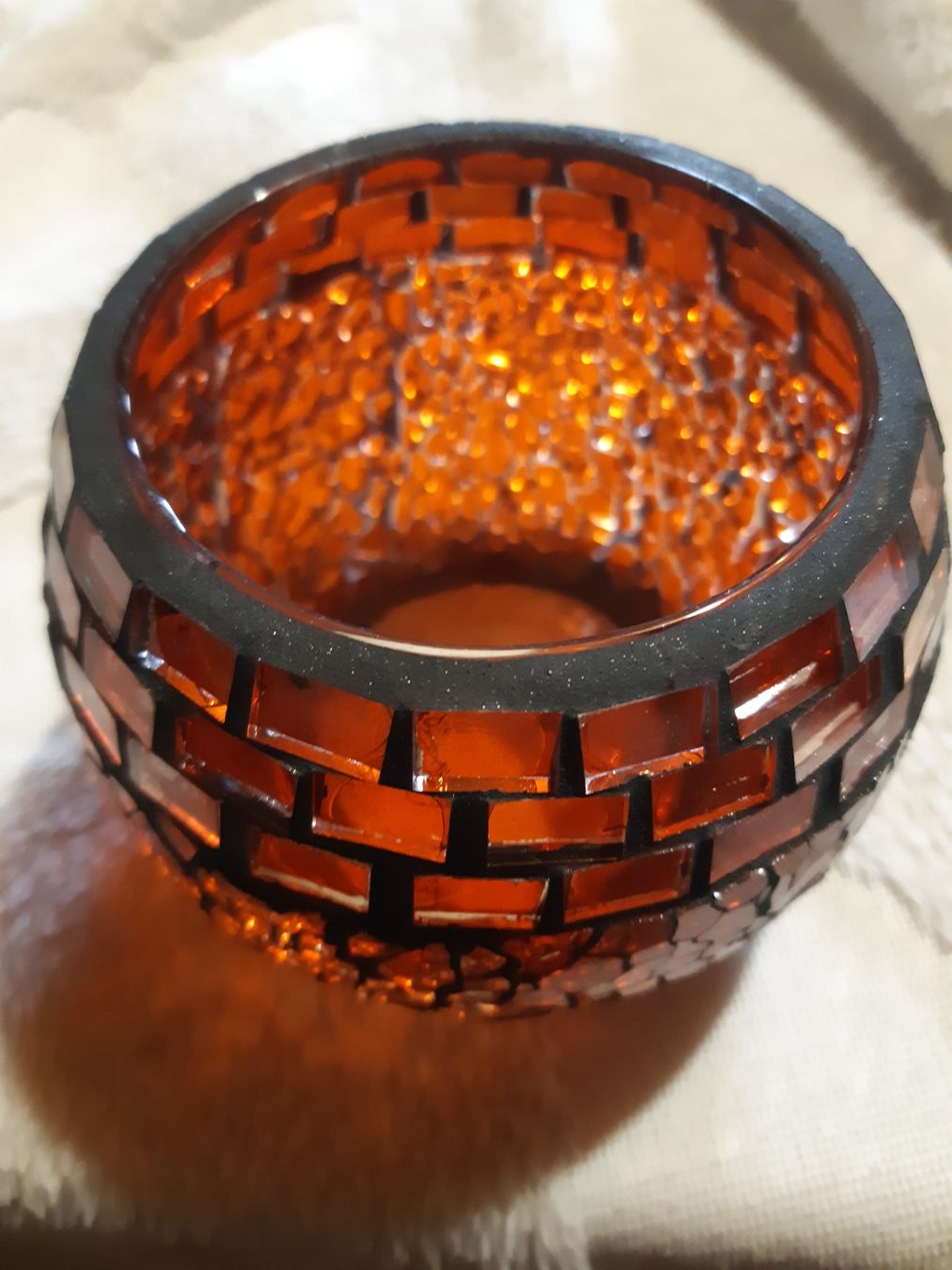 Bougeoirs: Windlichte Glas Mosaik orange 2er Set – D'occasion à Studen SZ par Handwerkstatt9698 1