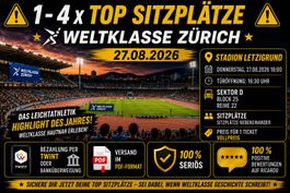 ⚠️1 - 4 X TOP SITZPLÄTZE - WELTKLASSE ZÜRICH - 27.08.2026 ⚠️
