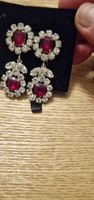 Elegante Ohrclips mit roten Steinen, vintage Stil top
