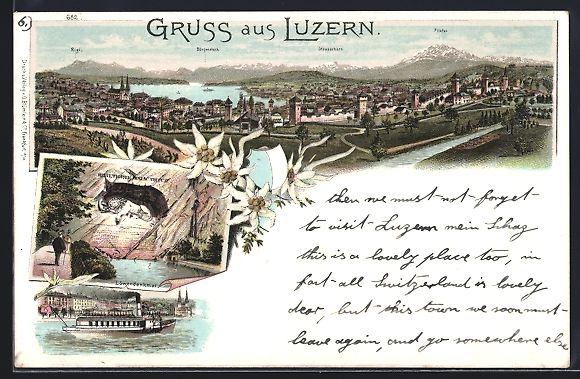Cartoline postali: Luzern, Löwendenkmal, Totalansicht mit  – Usato da Berlin venduto da bartko-reher