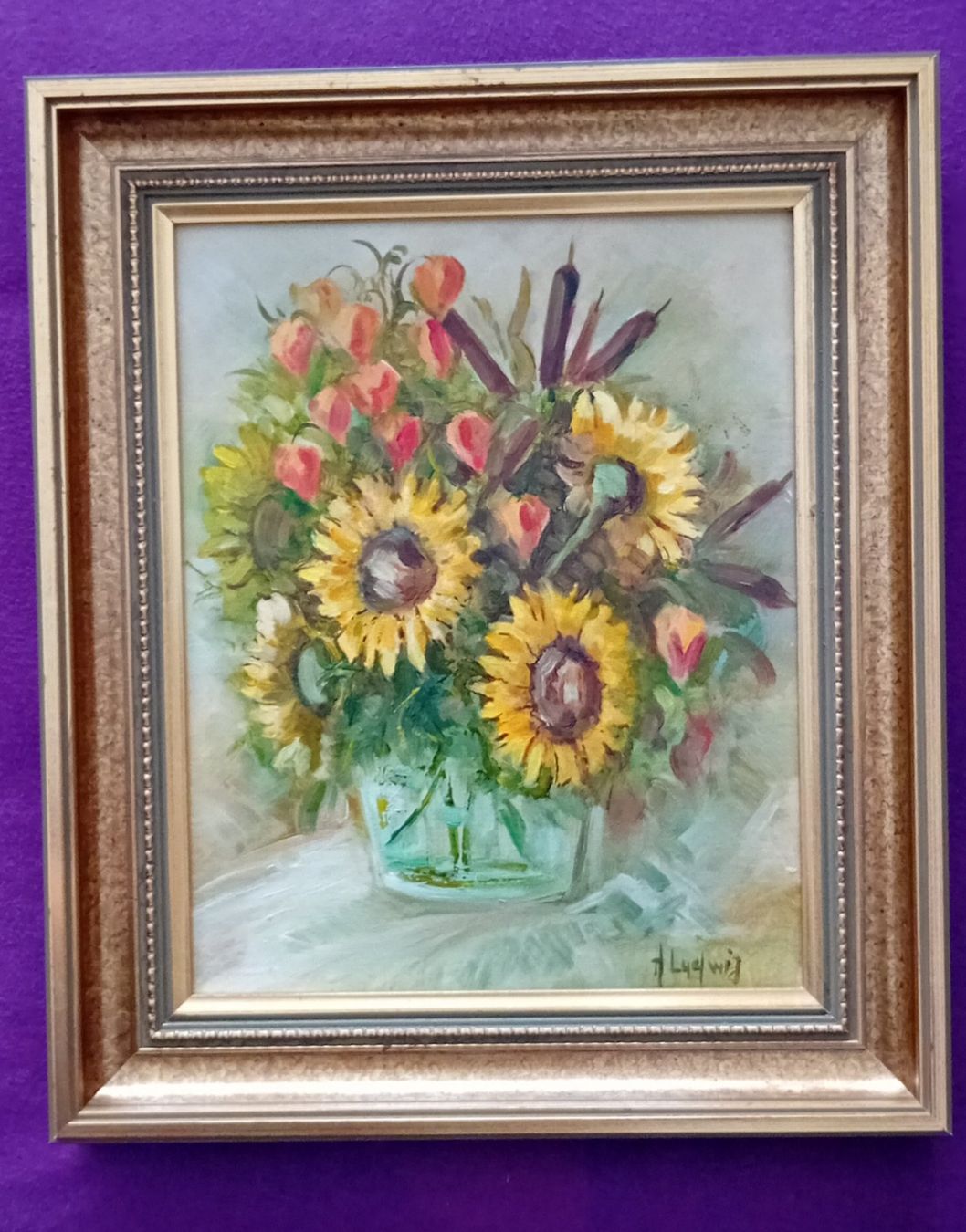 Dipinti: Original Ölbild "Sonnenblumen" von Hans Ludwig – Usato da Lupfig venduto da Mpalbert