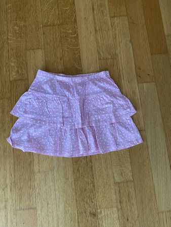 Sommerlicher Mädchen Rock, Gr. 134/140, Rosa mit Pünktchen.