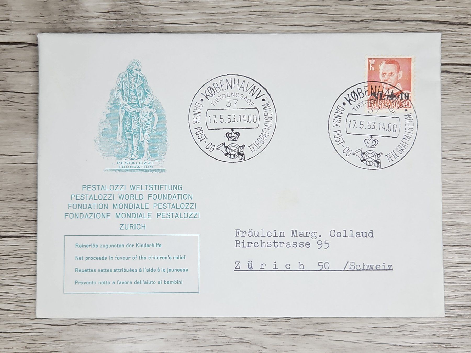 Tutti i francobolli: CL06 Enveloppe + Timbre Danmark 1953 – Usato da Cousset venduto da Patrick_Collections