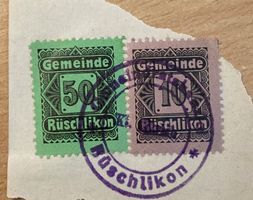 Fiskalmarken Gemeinde Rüschlikon ZH mit Stempel
