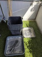 7 Pflanzen Töpfe Kunststoff + Untersetzer