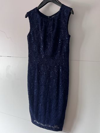 Elegantes Swing Paillettenkleid, dunkelblau, Grösse 44