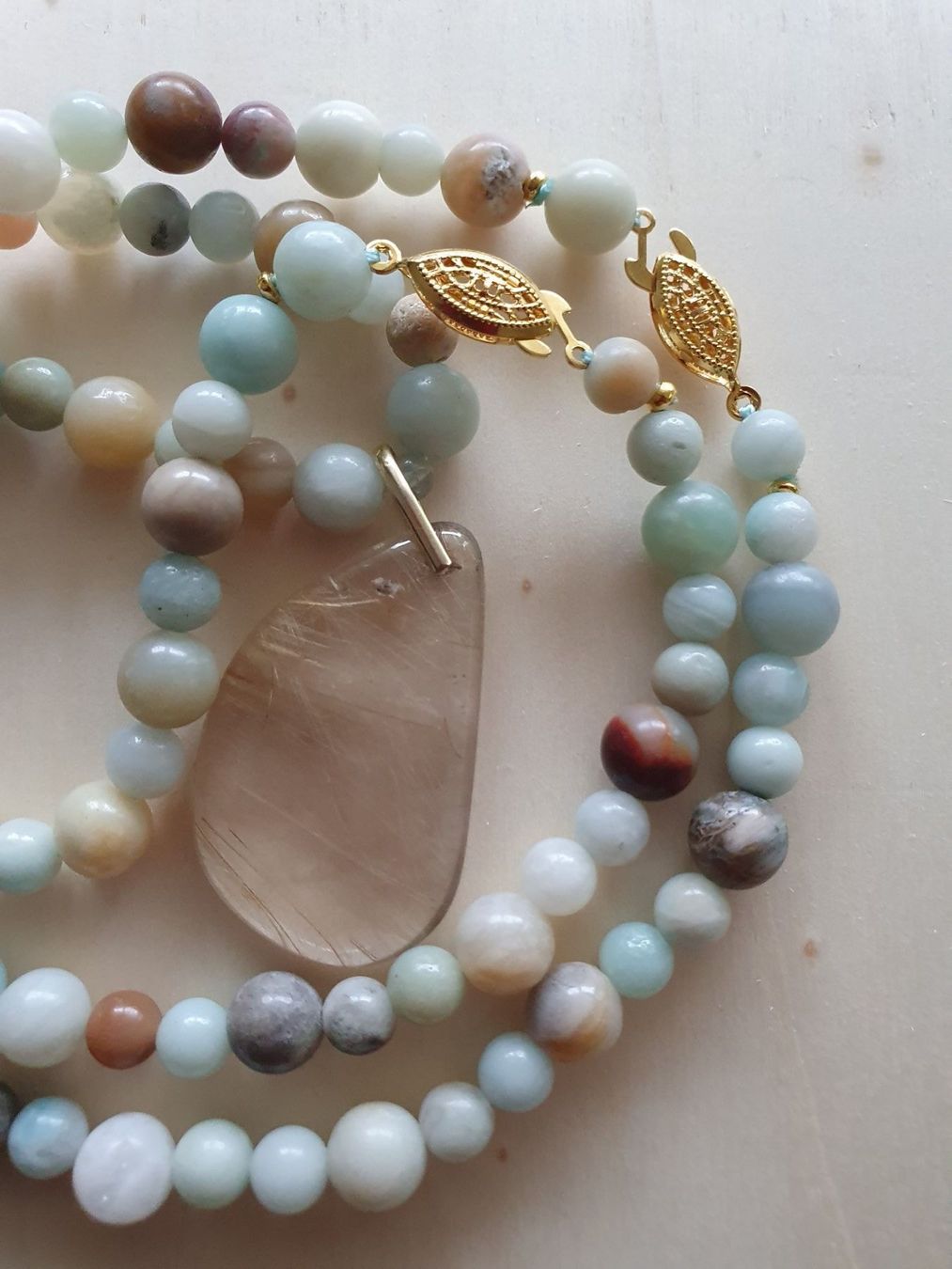 Catenine: Set Amazonite mit Goldener Rutilquarz – Nuovo (secondo la descrizione) da Benglen venduto da Meercat3 6
