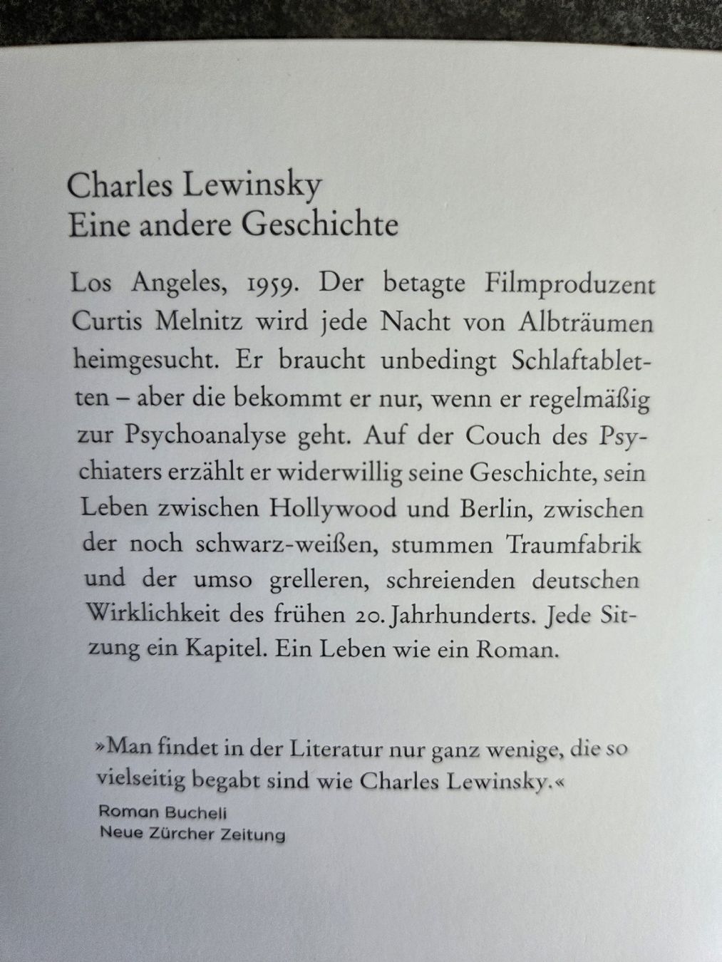 Libri: Eine andere Geschichte von Charles Lewinsky – Nuovo (secondo la descrizione) da Klosters venduto da Riva123 1
