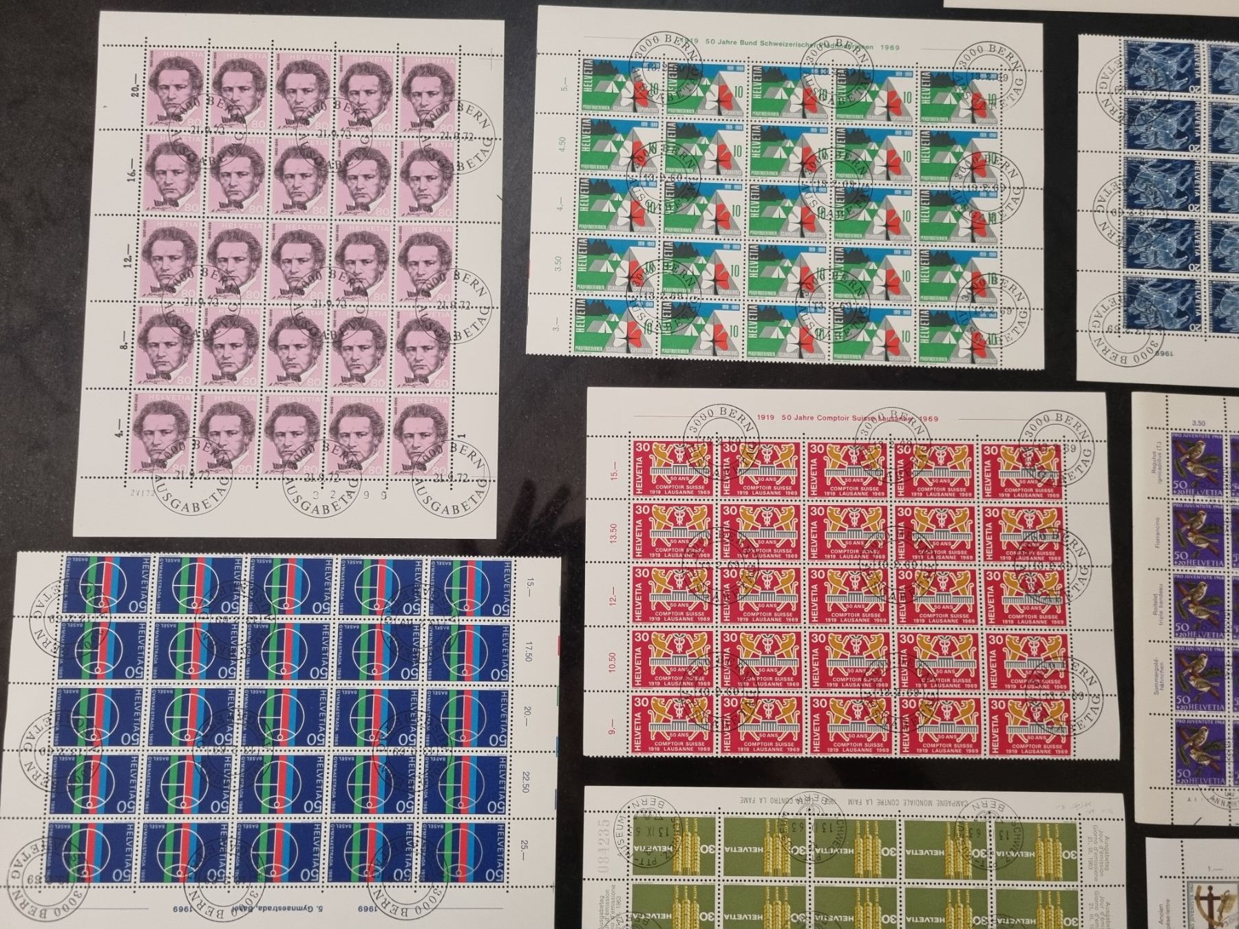 Alle Briefmarken: 12 Bogen/Teilbogen mit Ersttag Stempel – Gebraucht aus Gümligen von Geniusbuy 3