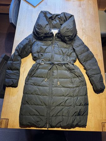 Moncler Black Down Puffer Coat with Fur Trim - Size 2
