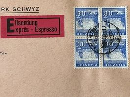 🍫🇨🇭 Rheinfall HELVETIA 1934: Eilsendung Rigi Kaltbad (O)