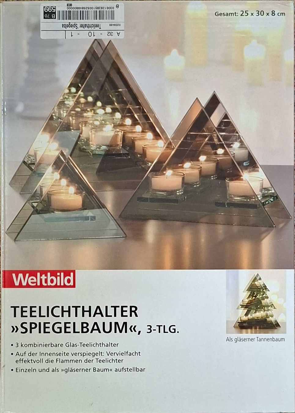 Portacandele: Mehrteiliger Glas-Teelichthalter mit Spiegel – Usato da Volketswil venduto da Sowieso32 2