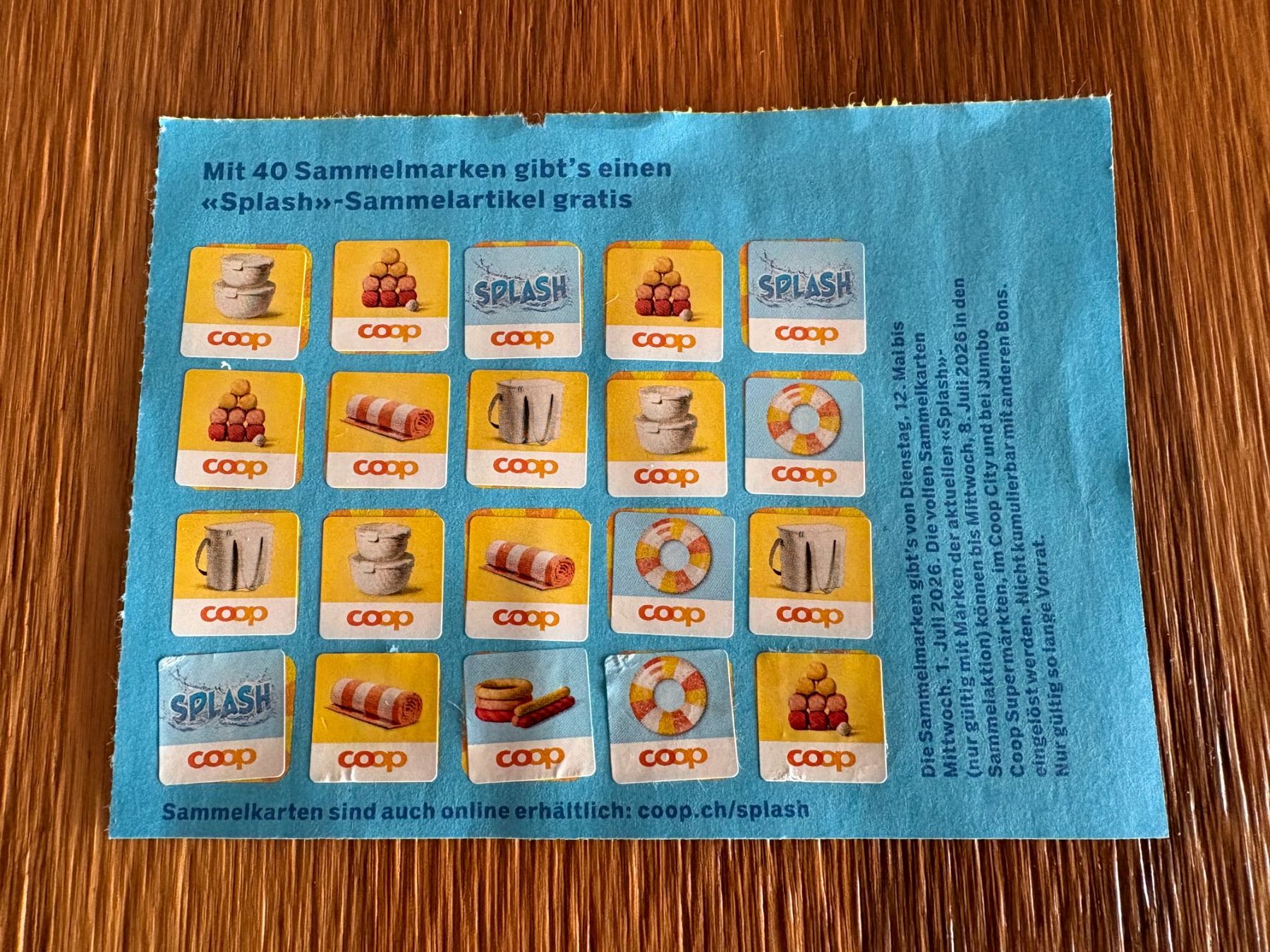 Coop Sammelmarken & -punkte: Coop Splash Trophy 2 volle Karten,  mit 80 Marken – Neu (gemäss Beschreibung) aus Aesch LU von Rovo 2