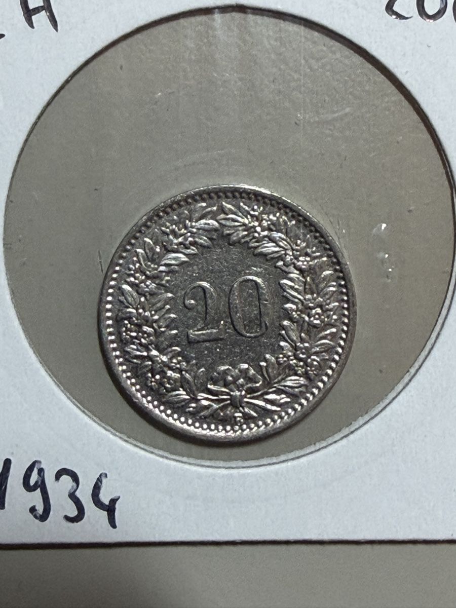 Alle Münzen: CHF 0.20 - 1934 – Gebraucht aus Payerne von Mike1682