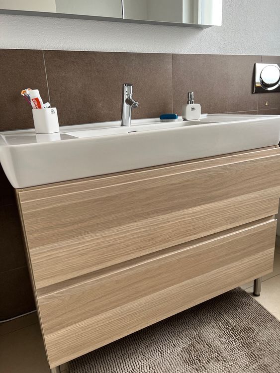 Badezimmer Unterschrank Hzuaneri Waschbeckenschrank Fürs Badezimmer - Mit Schublade & 2 Türen | Stauraum Weiß | Verstellbare Füße | 30x80x64 Cm 30cm Schmal Weiß