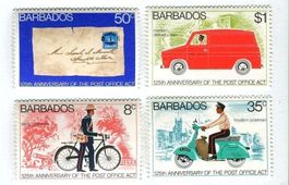 Briefmarken "Briefträger". Barbados.