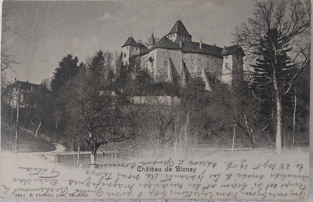 Cartoline postali: BLONAY - Le Château - 1906 – Usato da Delémont venduto da Domdom1