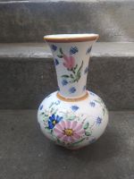 Vase handbemalt Blumen blau pink guter Zustand 24 cm