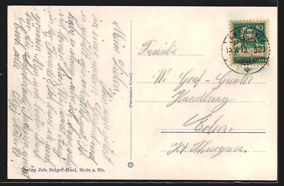 Cartoline postali: AK Stein a. Rh., Hotel Rheinfels, 1929 – Usato da Berlin venduto da bartko-reher 1