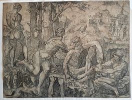 Gravure Rare Agostino Veneziano (1524) d'après Michel-Ange