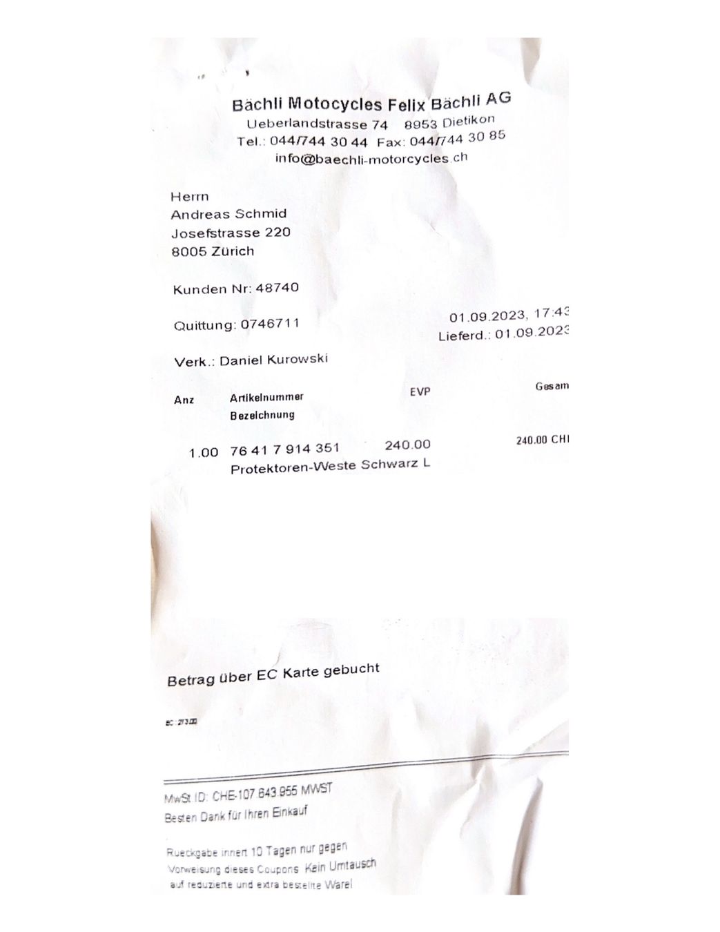 Protezioni & Imbottiture: BMW Protektorenweste Unisex Gr. L – Usato da Zürich venduto da sch_6h5s 3