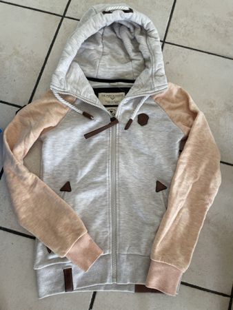Naketano Hoodie Jacke grau/lachsrosa Gr XS 1x kurz getragen