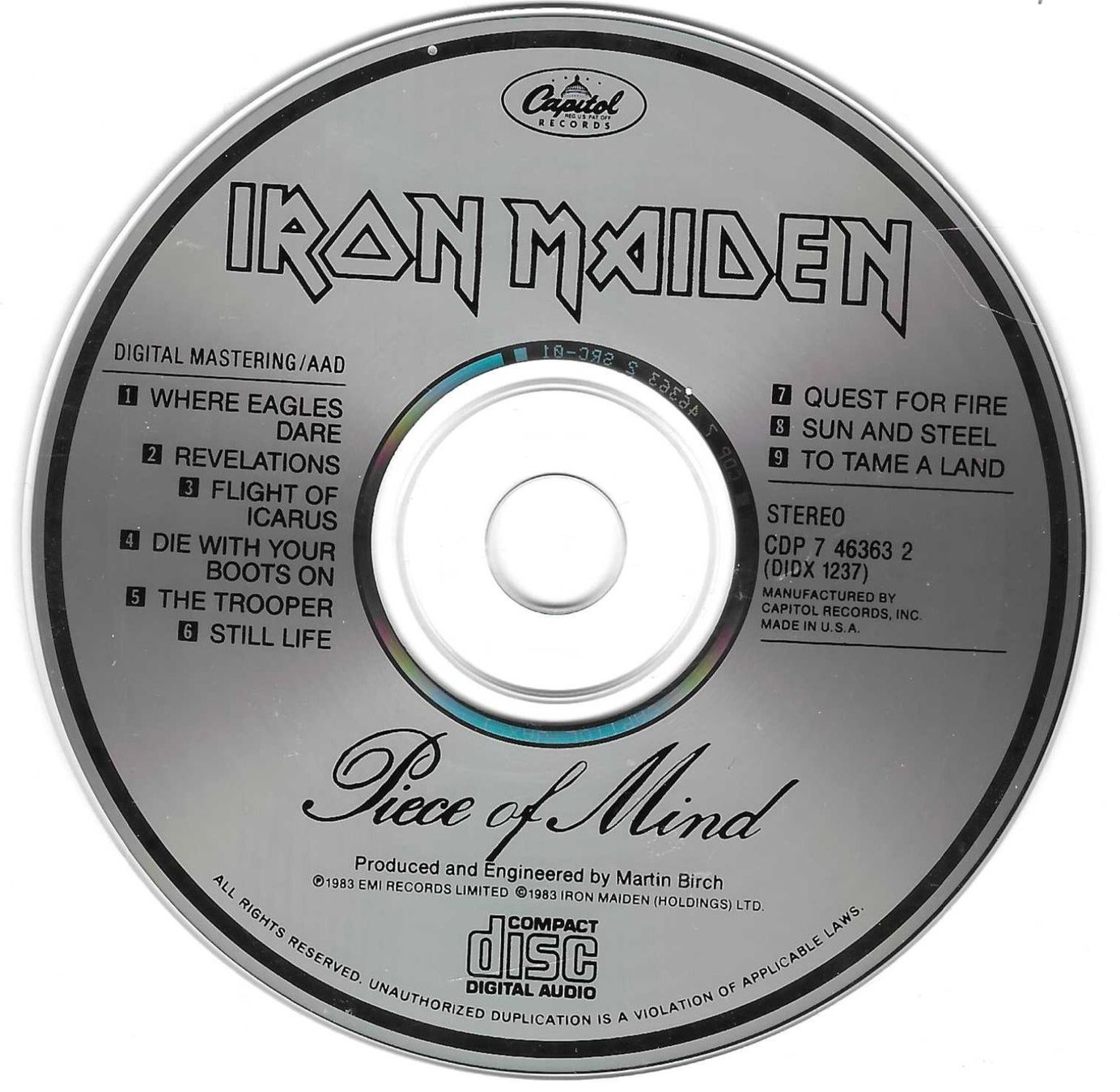 CD: IRON MAIDEN  -  PIECE OF MIND – Usato da Bex venduto da Giorgiob 2