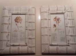 2 dekorative Blumengemälde - 12 x 24 cm