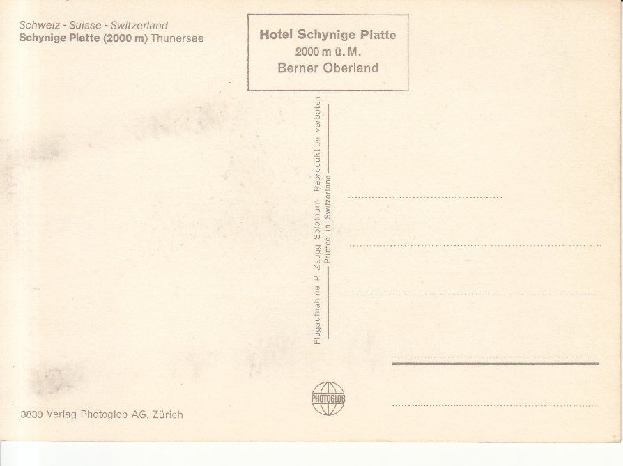Cartoline postali: Schynige Platte ca. 1970 – Usato da Bürglen TG venduto da StampGraf 1