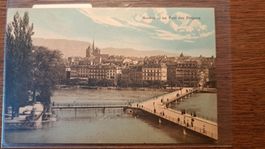 Carte Postale Ancienne Genève - Pont des Bergues, 1917