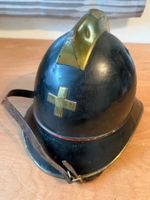 Antiker Schweizer Feuerwehrhelm um 1930 mit Messingkamm