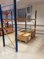 Palettenregal Schwerlastregal blau gelb gebrauchter Zustand