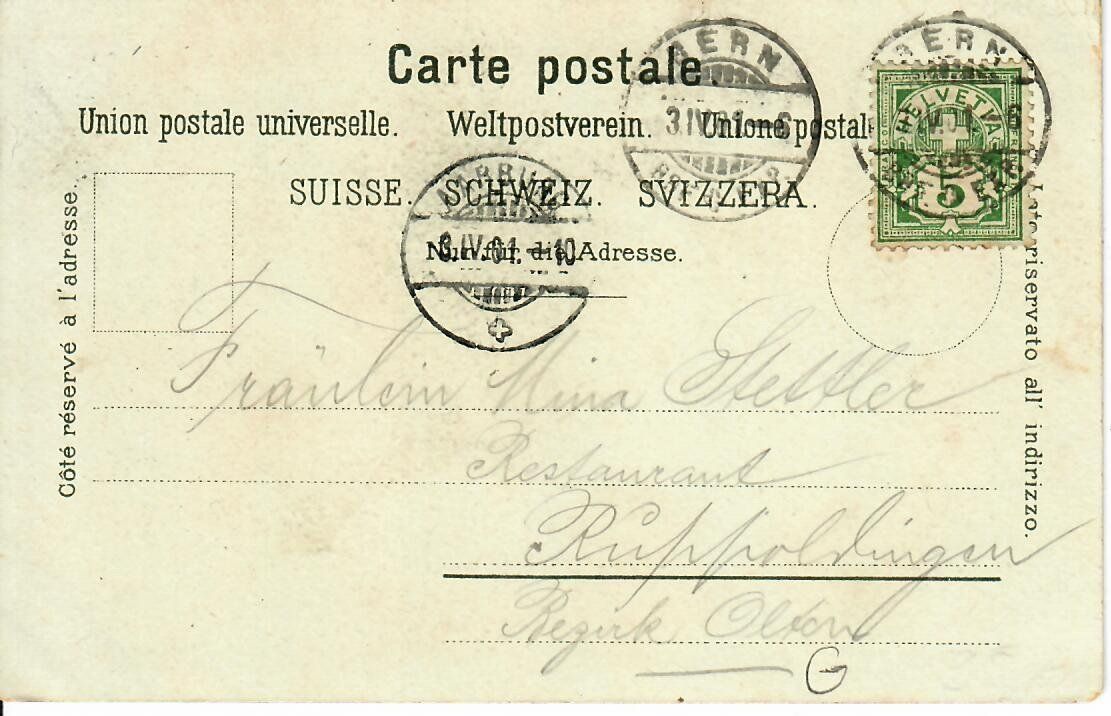 Cartoline postali: Gruss aus Bern Nydeckquartier  1901 – Usato da Hochdorf venduto da Ziegel-16 1