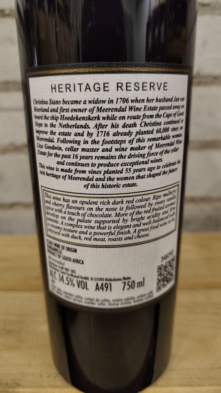 Vino: 2012 Meerendal Heritage Reserve – Nuovo (secondo la descrizione) da Münchenstein venduto da wusmarino 5