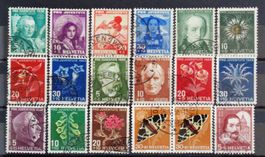 PRO JUVENTUTE: Un lot des oblitérés des années 1938 ä 1956